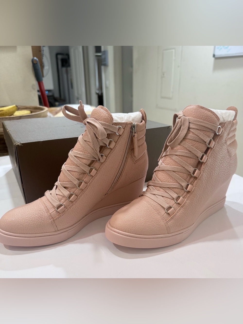 Paolo Blush Pink Wedge High-Top Sneakers